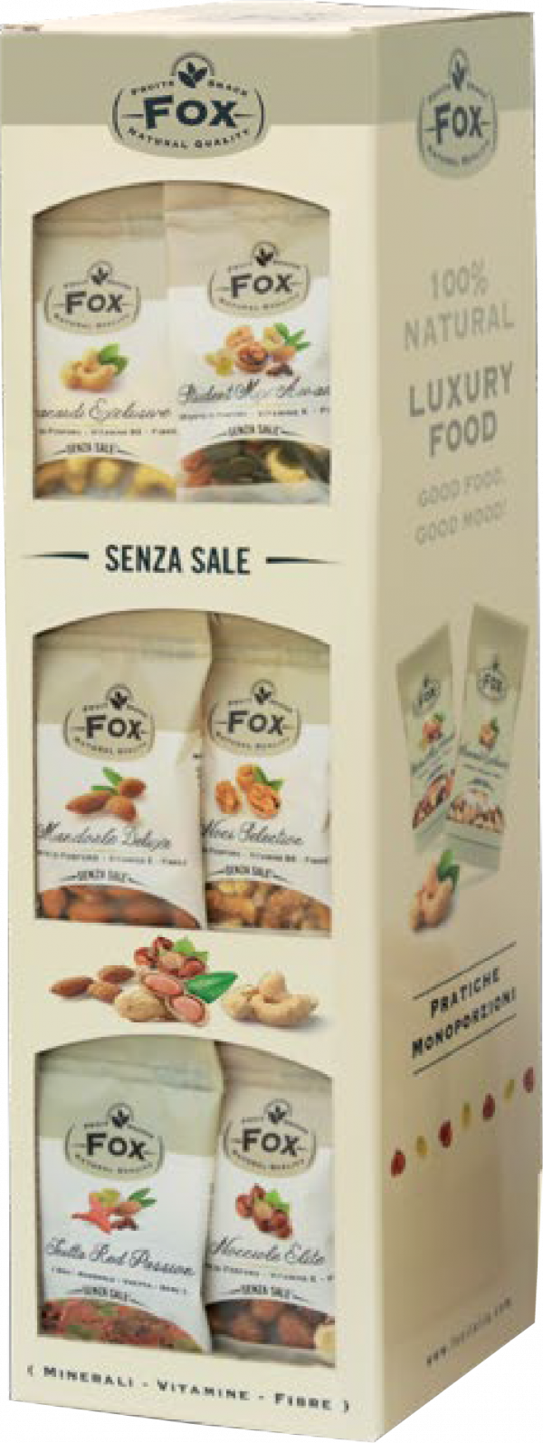 FOX DISPLAY KIT DRY MIXED FRUITS 60 BAGSX20G. Mix of dry nuts packets in easy display box.