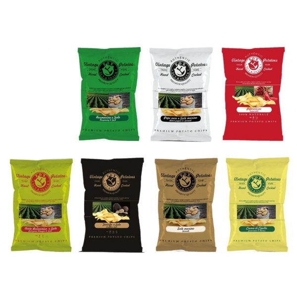 FOX APERITIF MIX 7 FLAVOURS BAGS X 300G. A mix of flavoured crisps, perfect to accompany wine.