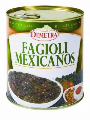 DEMETRA MEXICANOS BLACK BEANS 900g TIN. Black beans, ideal as a side dish or on pizza.