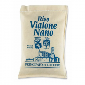 PR. DI LUCEDIO RISO VIALONE NANO 20x500g bag. A Japonica type rice that falls within the medium group, especially appreciated in the Verona and Mantova areas.